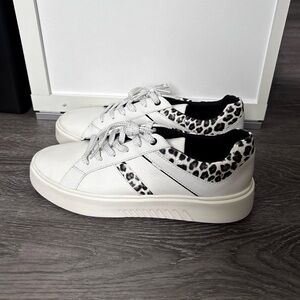 Geox White Sneakers with Leopard Print Accent